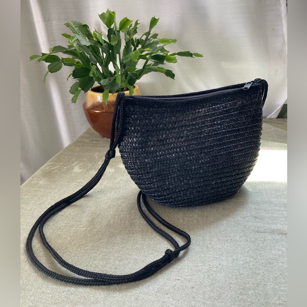 Vintage Woven Straw Crossbody or Long Shoulder Bag - Resortwear Beach Bag